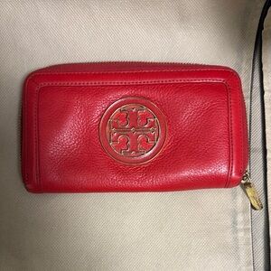 Tory Burch Red Zip-Around Wallet